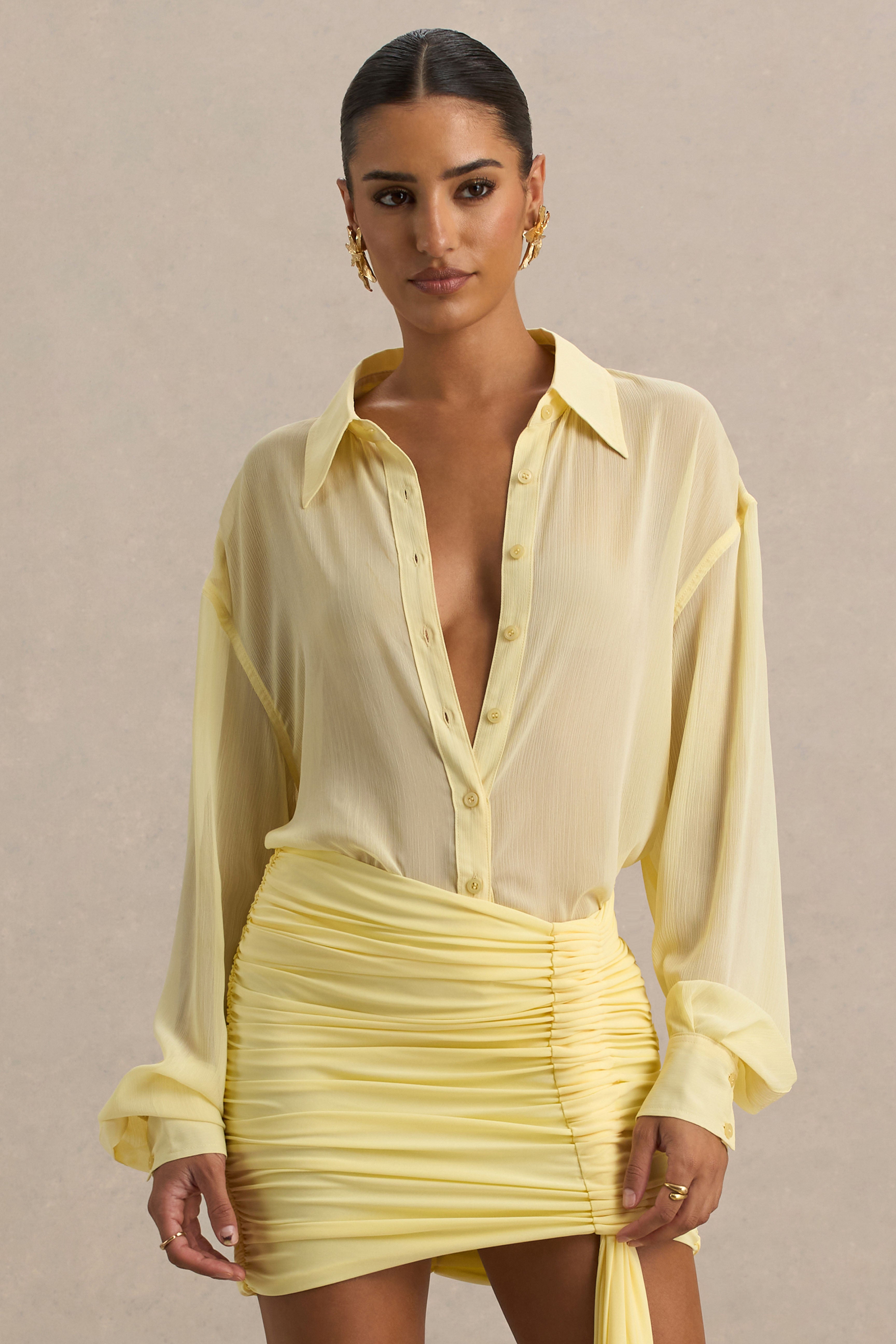 Lemon Plunge-Neck Shirt
