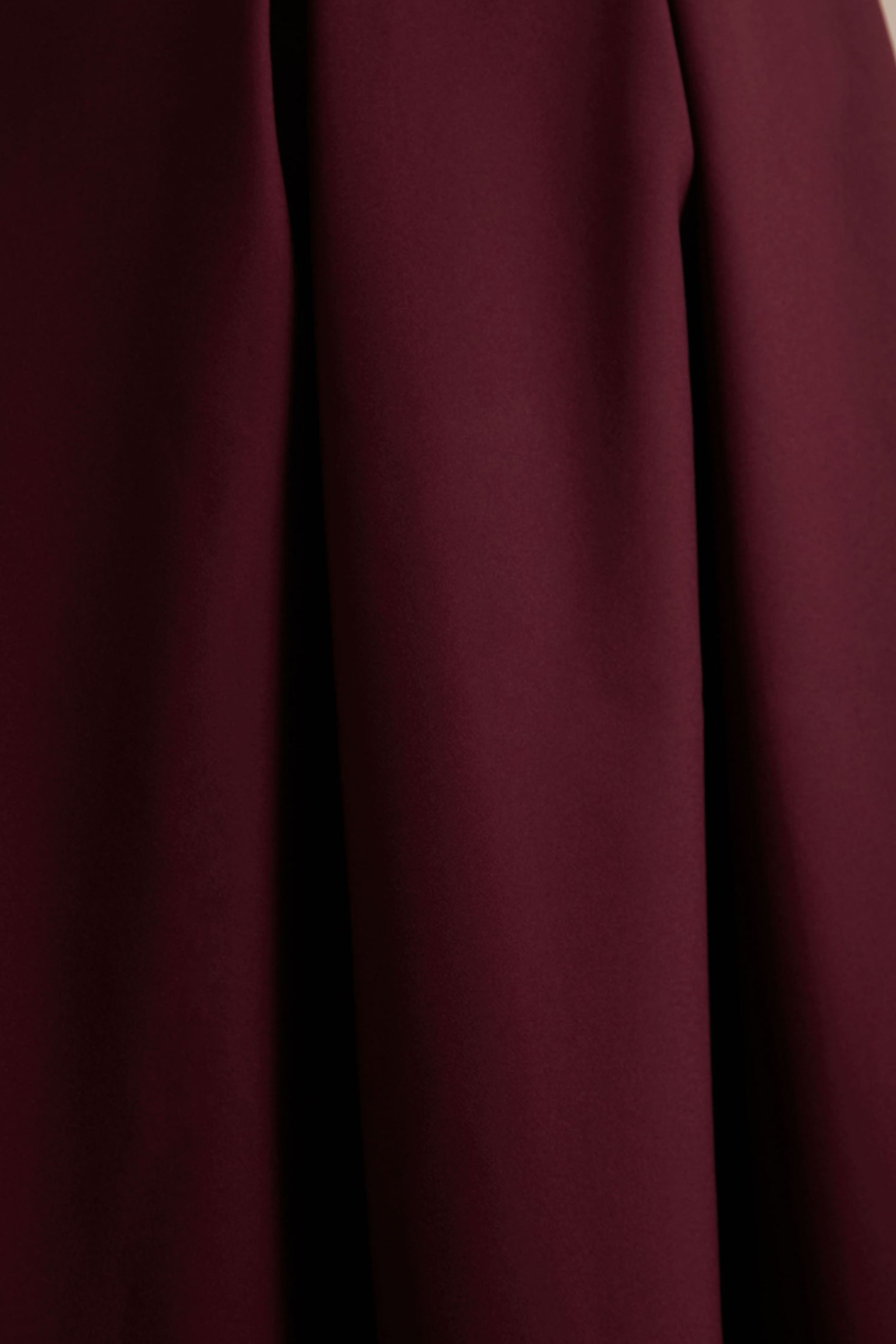 Burgundy High-Neck Midi Dress