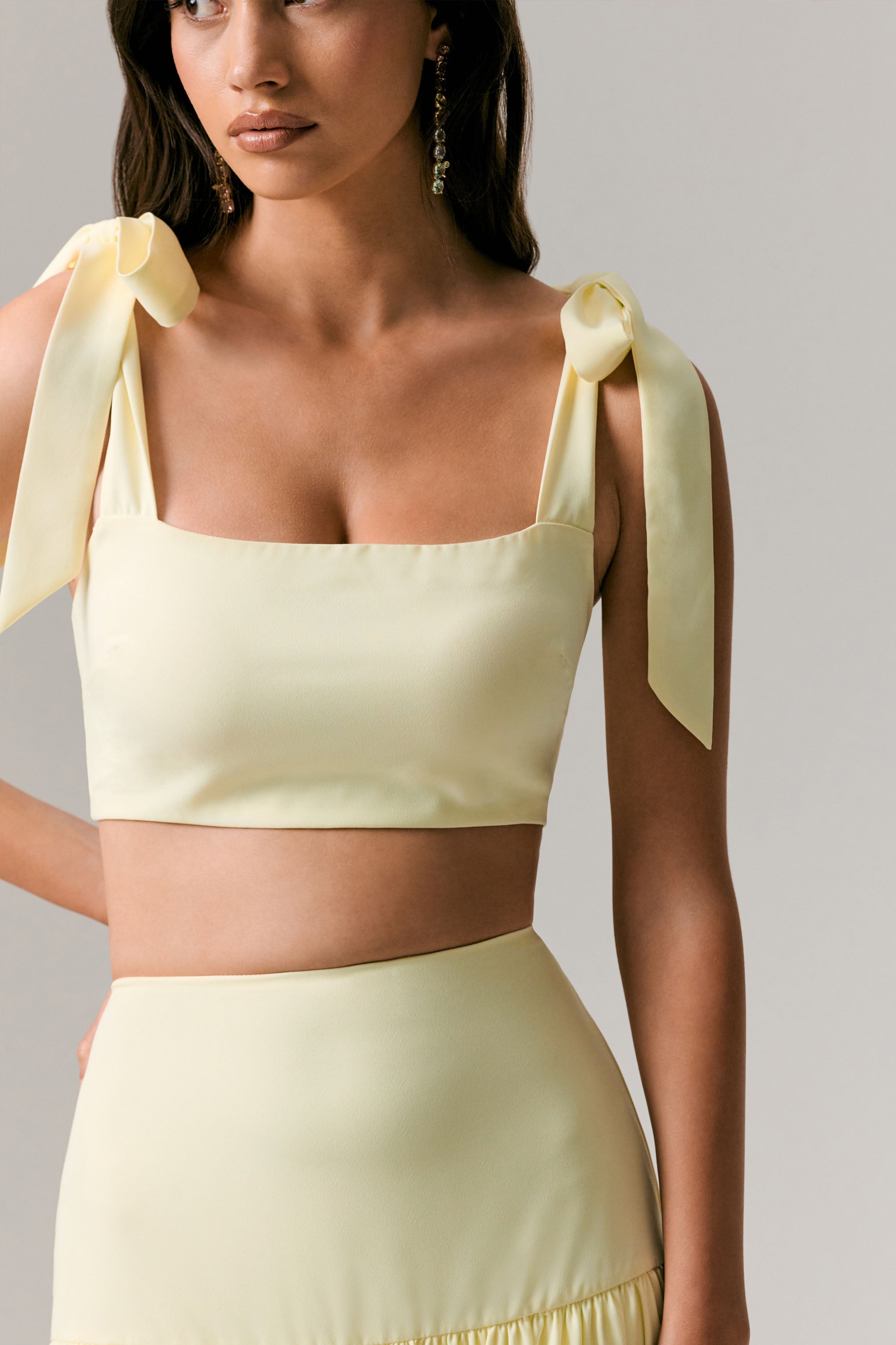  Lemon Tie-Strap Crop Top