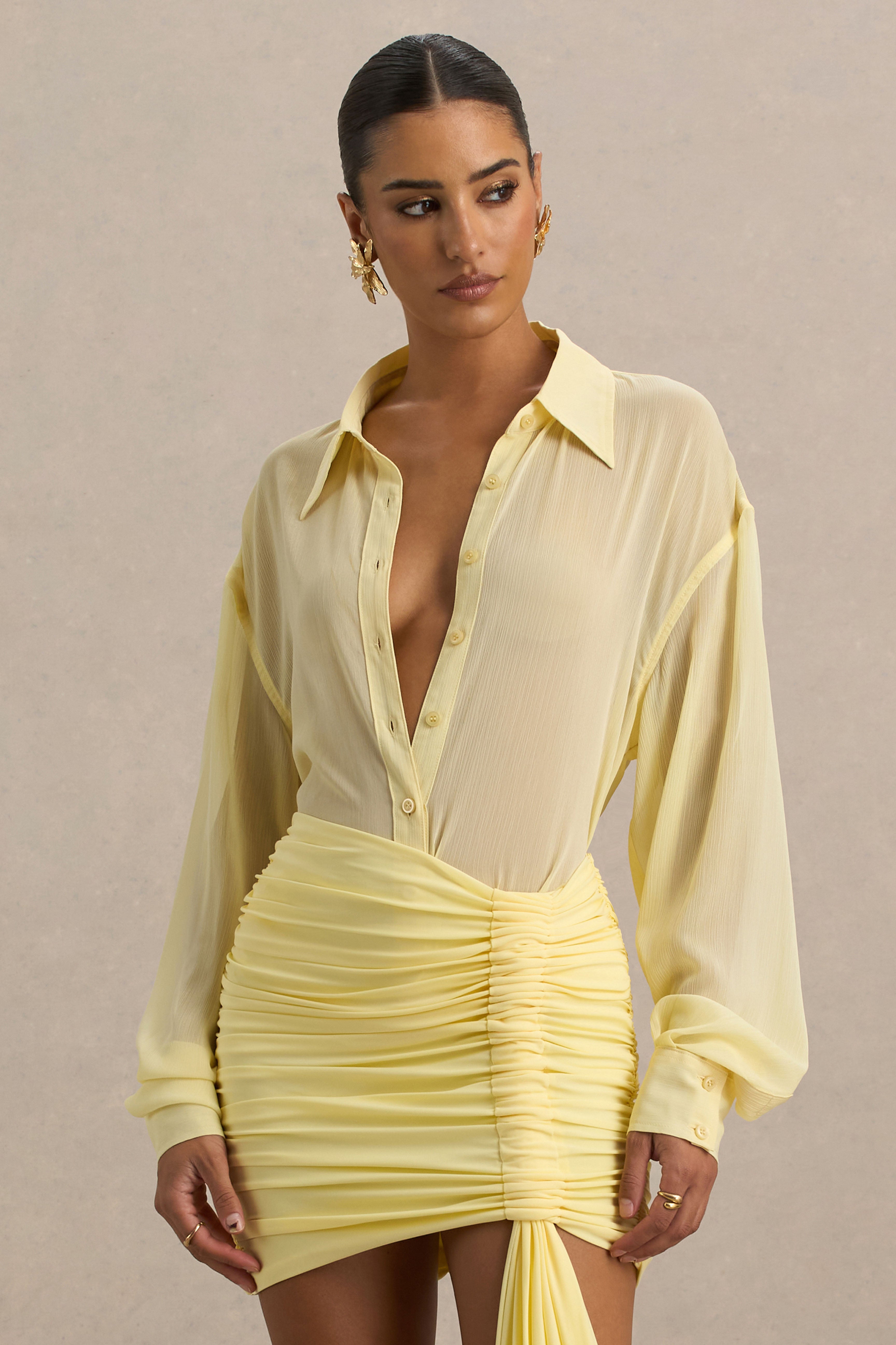 Lemon Plunge-Neck Shirt