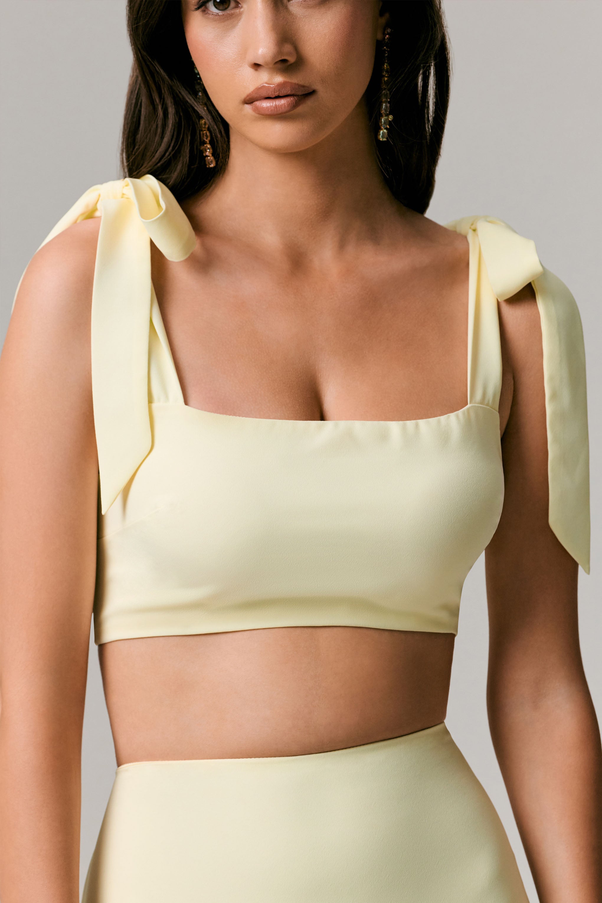  Lemon Tie-Strap Crop Top