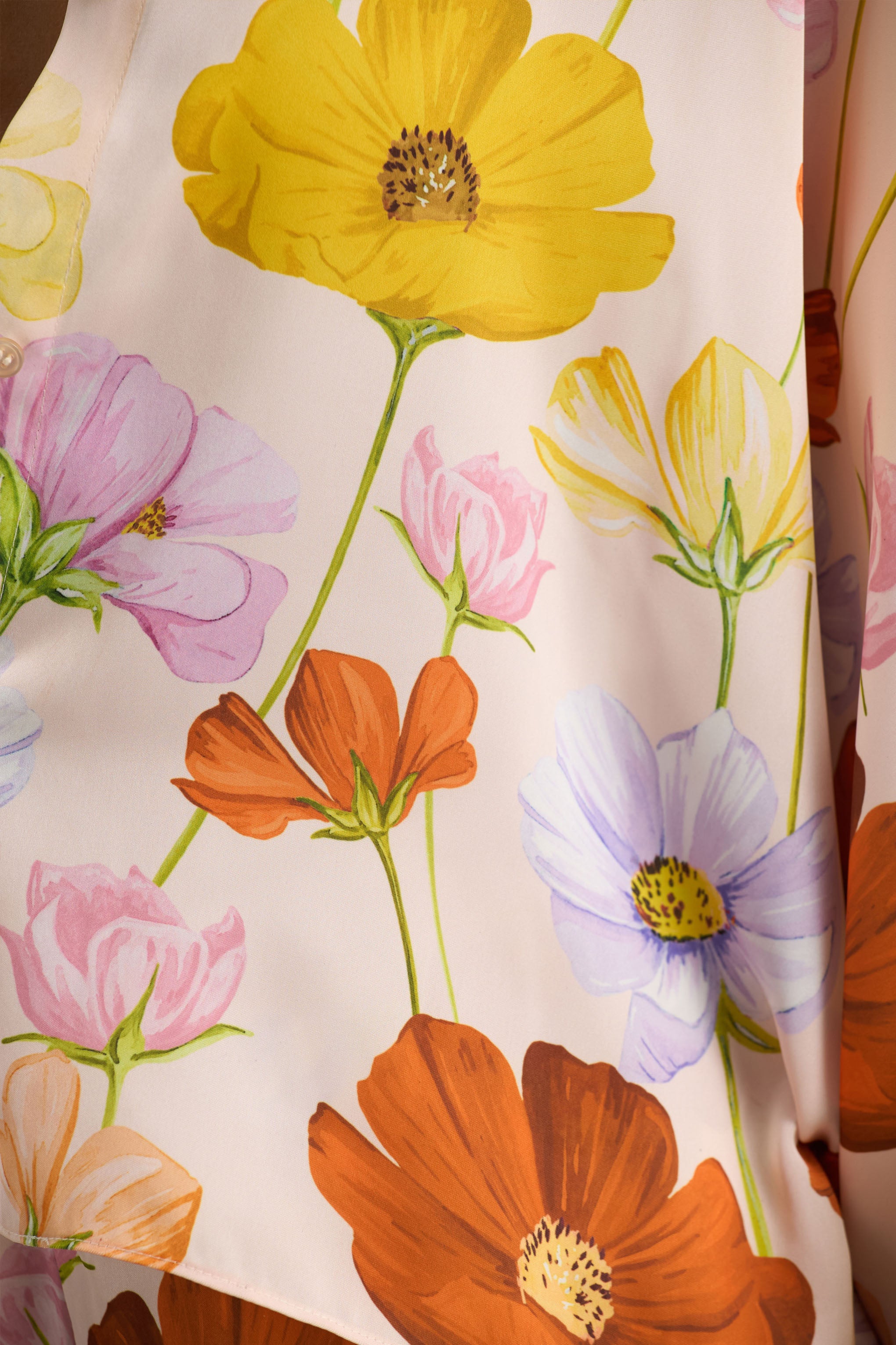  Bright Floral Print Long-Sleeve Shirt