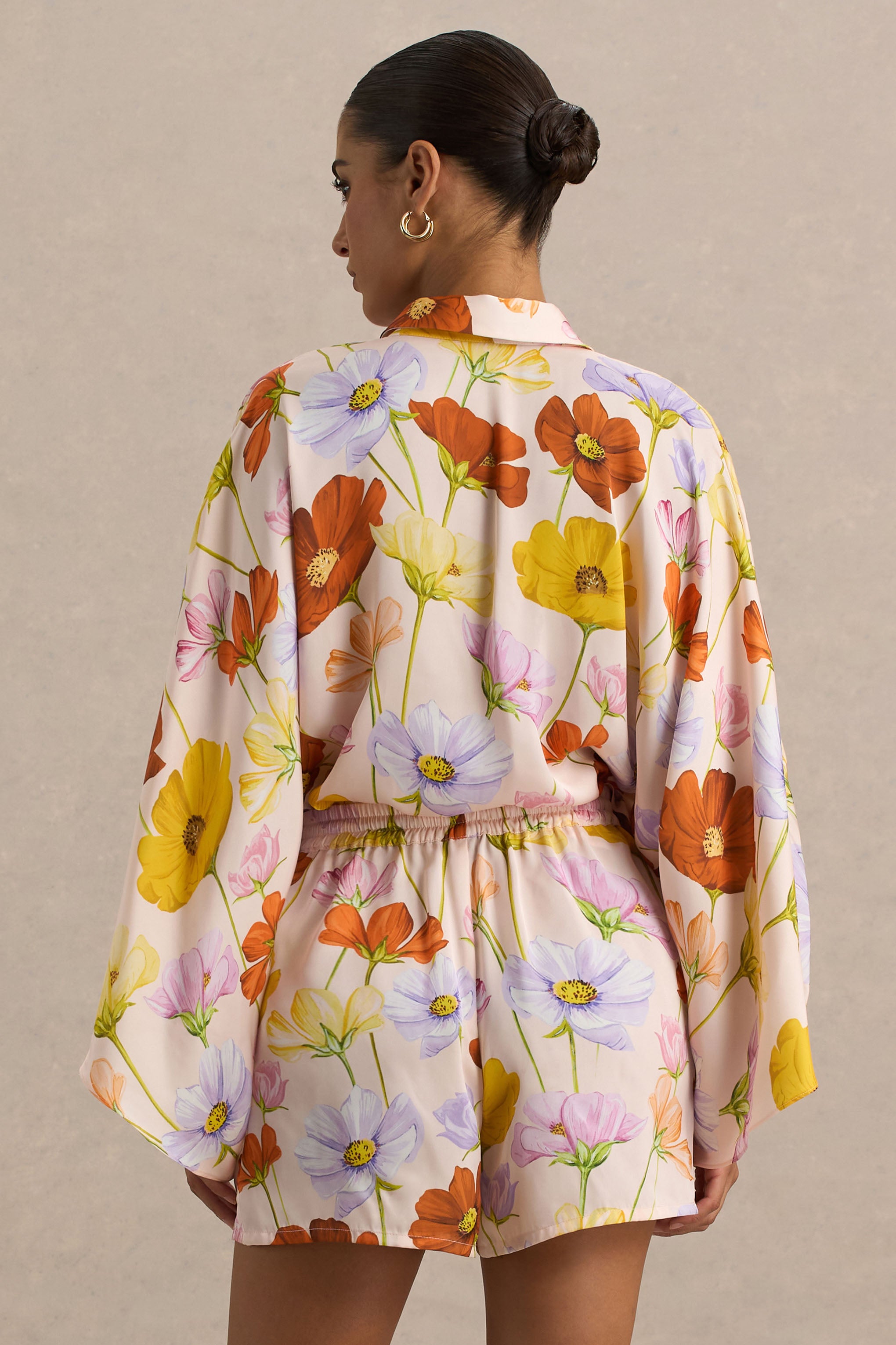  Bright Floral Print Long-Sleeve Shirt