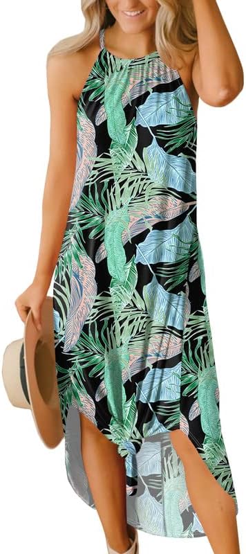 Women's Summer Side Slit Halter Maxi Dress