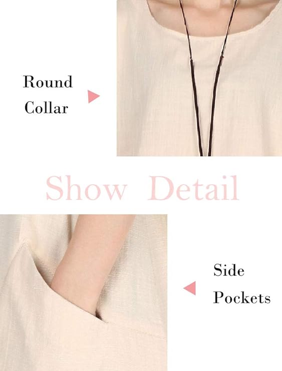 Women's Cotton Linen Short Sleeve Tunic/Top Tees