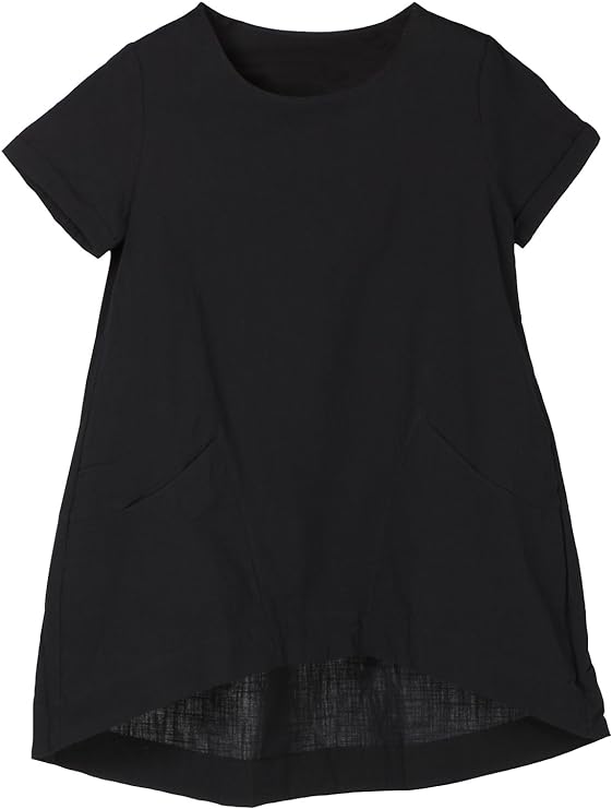 Women's Cotton Linen Short Sleeve Tunic/Top Tees