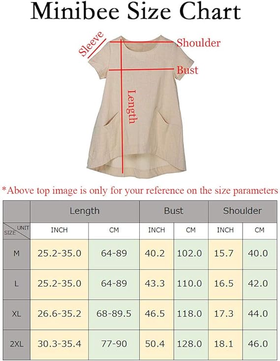 Women's Cotton Linen Short Sleeve Tunic/Top Tees