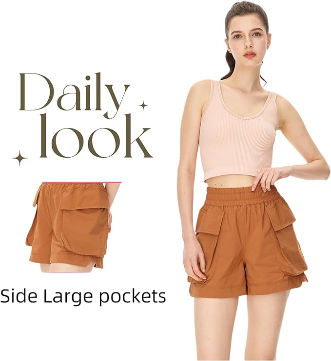 Womens High Waisted Shorts Quick Dry Athletic Workout Shorts with Pockets Elastic Summer Shorts for Women