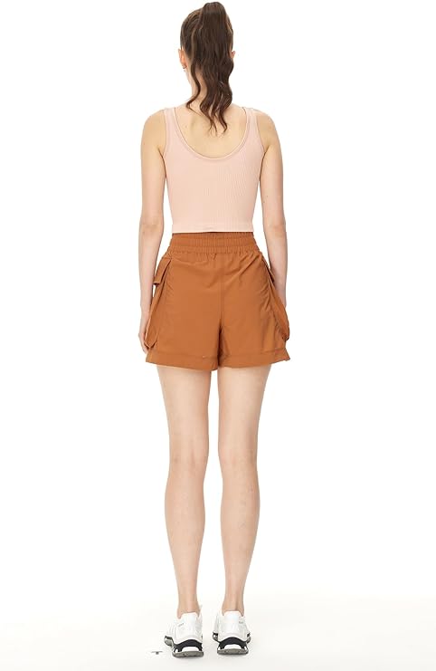 Womens High Waisted Shorts Quick Dry Athletic Workout Shorts with Pockets Elastic Summer Shorts for Women