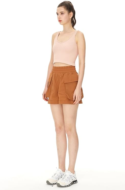 Womens High Waisted Shorts Quick Dry Athletic Workout Shorts with Pockets Elastic Summer Shorts for Women