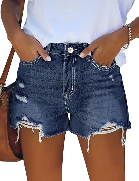 Women's High Waisted Ripped Stretchy Denim Hot Short Summer Jean Shorts