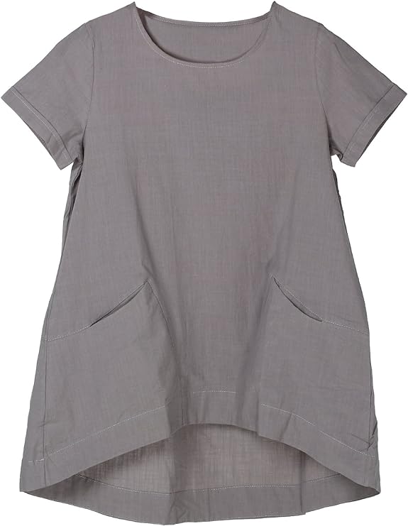 Women's Cotton Linen Short Sleeve Tunic/Top Tees