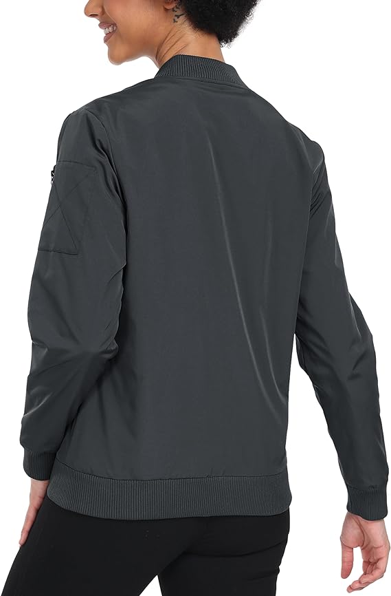 Womens Bomber Jacket Lightweight Zip up Fall Jacket Casual Thin Outwear Jacket