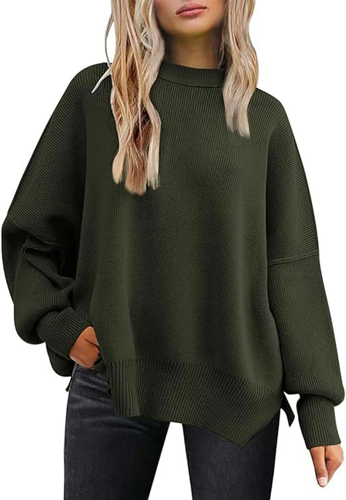 Women's Crewneck Batwing Long Sleeve Sweaters Fall Oversized