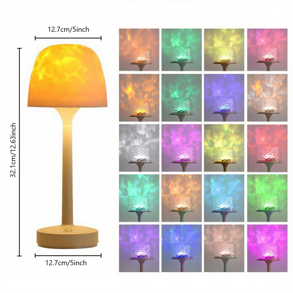 Proyector Inalámbrico Ocean Wave, Lámpara De Mesa Con Cambio De Color Rgb, Luz Nocturna Portátil Con Batería, Proyector Led Aurora Con Control Remoto Para Dormitorio, Sala De Estar, Juegos, Fiestas, Luces De Ambiente - mymoonlampes