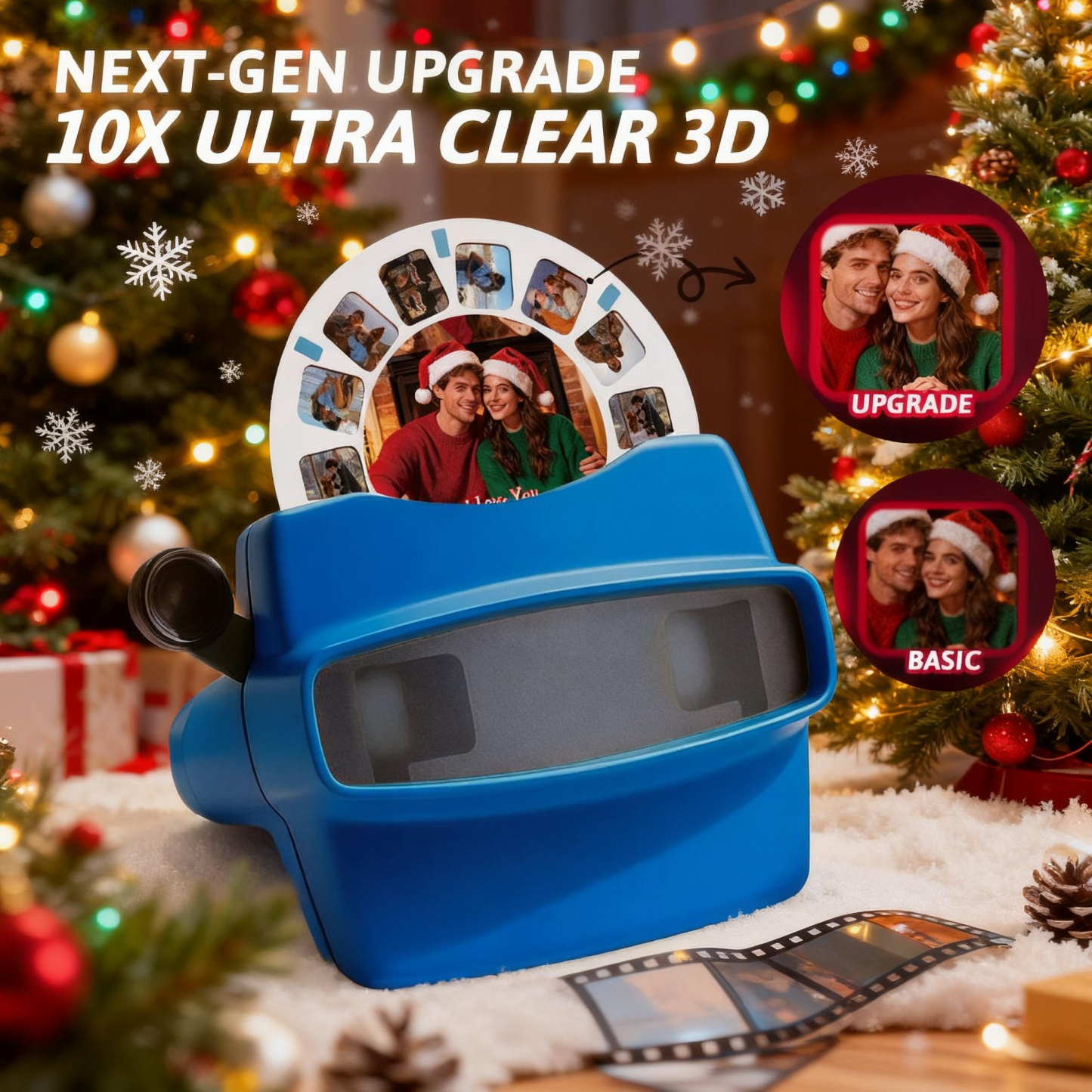 Visor 3d Personalizado Y Carrete. Regalo Navideño Rosa Personalizado Con Tus Propias Fotos. Visor De Texto Y Fotos. Varias Películas Disponibles. Visor Rojo. - mymoonlampes