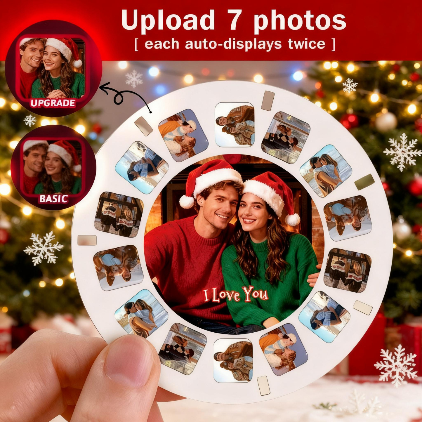 Visor 3d Personalizado Y Carrete. Regalo Navideño Rosa Personalizado Con Tus Propias Fotos. Visor De Texto Y Fotos. Varias Películas Disponibles. Visor Rojo. - mymoonlampes