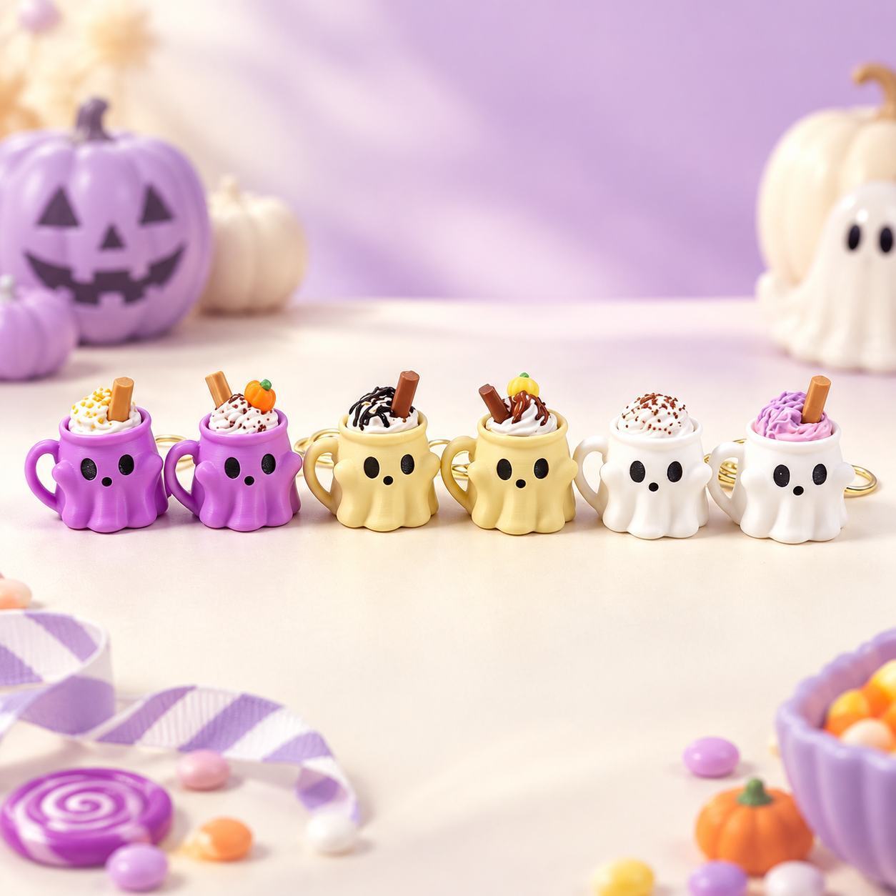 Llavero De Helado Fantasma, Lindo Colgante Para Taza Y Teclado Con Temática De Halloween, Divertido Colgante Para Bolso Y Regalo Novedoso - mymoonlampes