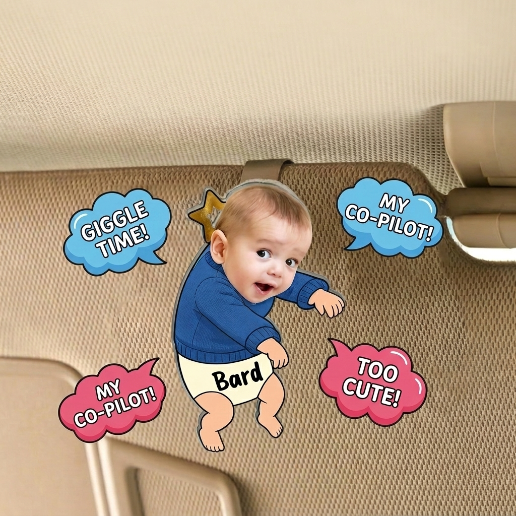 Clip personalizado para visera de coche con cara de bebé, divertido clip personalizado para visera de coche con foto para niños, regalo con nombre para decoración familiar, regalo del Día del Padre 2026