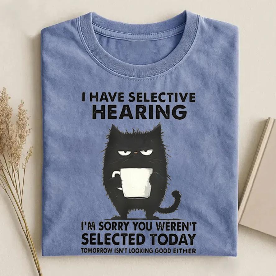 Camiseta De Audición Selectiva Para Amantes De Los Gatos: Regalo Divertido Para Trabajadores De Oficina, Cumpleaños O Navidad - mymoonlampes