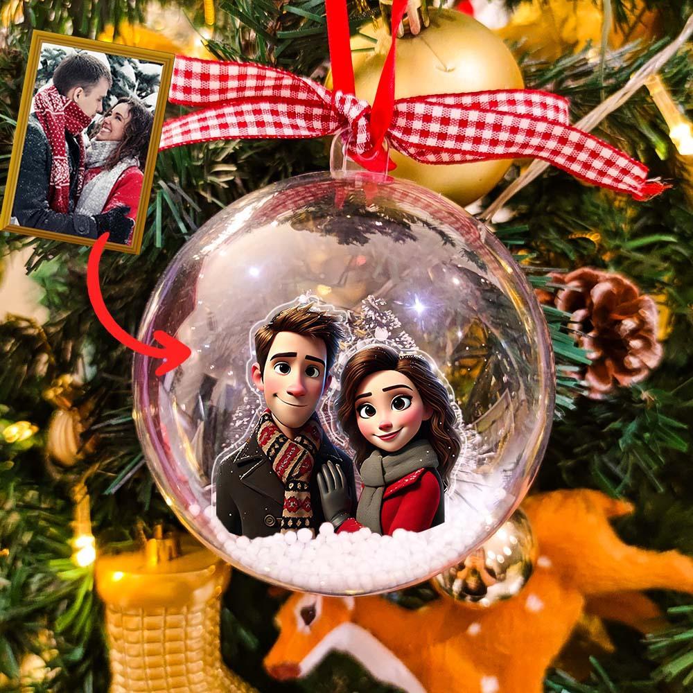 Decoración Personalizada De Bola De Navidad Con Foto De Estilo De Dibujos Animados - mymoonlampes