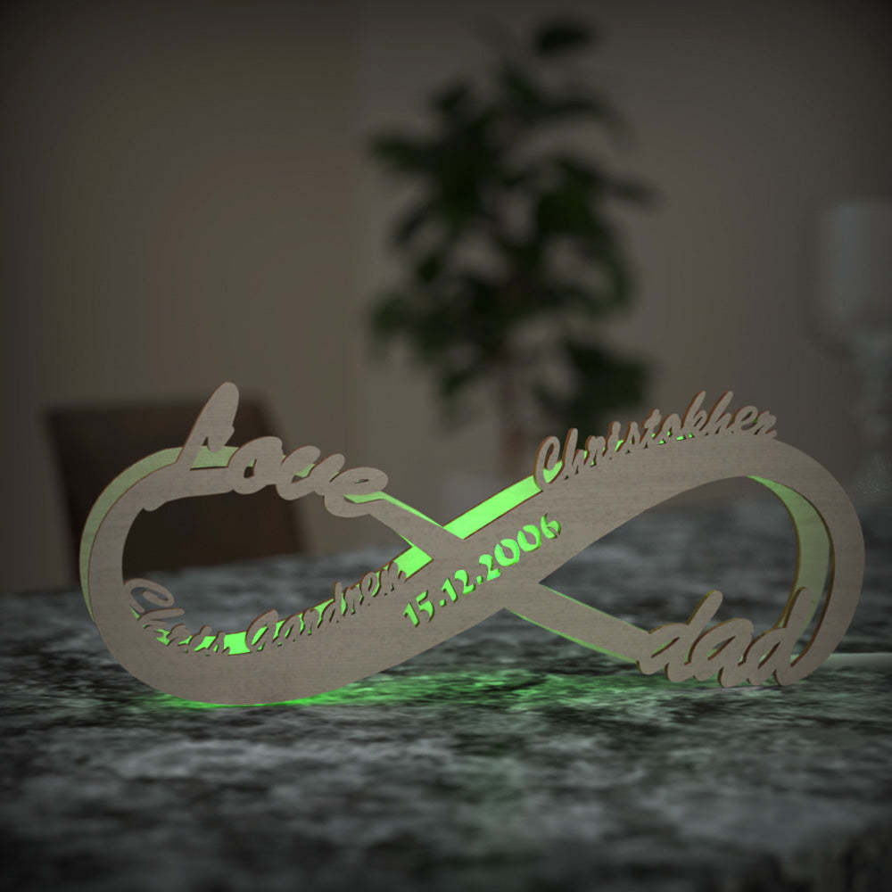 Luz De Noche De Madera Personalizada, Regalo Para El Día De La Madre, Letrero Con Nombre, Lámpara Personalizada, Regalo Infinito Para Mamá - mymoonlampes