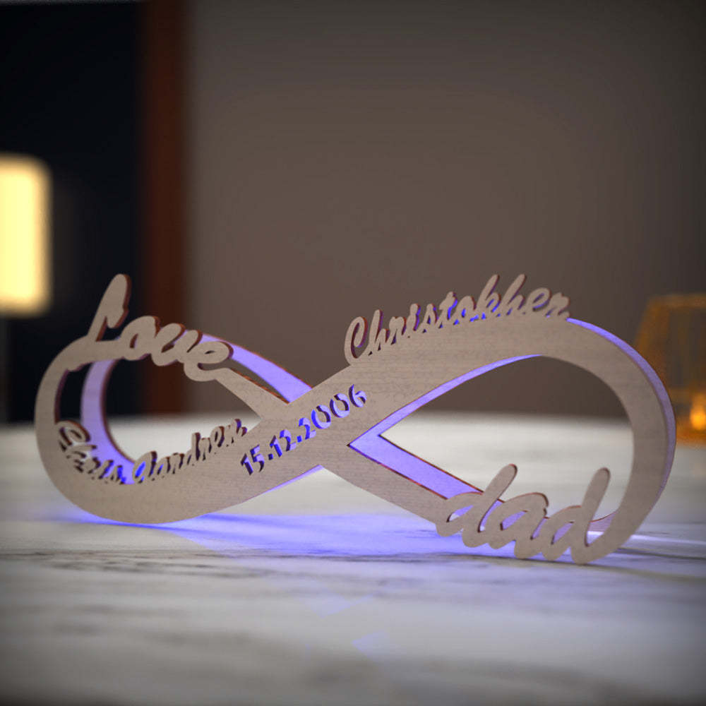Luz De Noche De Madera Personalizada, Regalo Para El Día De La Madre, Letrero Con Nombre, Lámpara Personalizada, Regalo Infinito Para Mamá - mymoonlampes