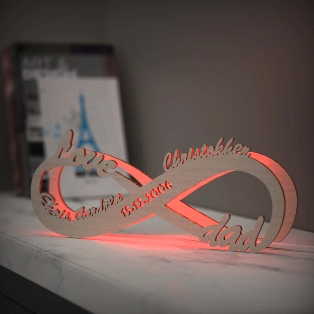 Luz De Noche De Madera Personalizada, Regalo Para El Día De La Madre, Letrero Con Nombre, Lámpara Personalizada, Regalo Infinito Para Mamá - mymoonlampes