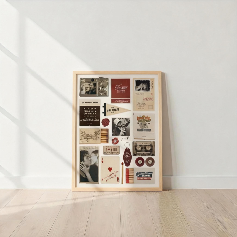 Marco De Madera Con Foto Personalizada, Caja De Cerillas, Póster Con Texto, Impresión, Arte De Pared, Regalo De Aniversario - mymoonlampes