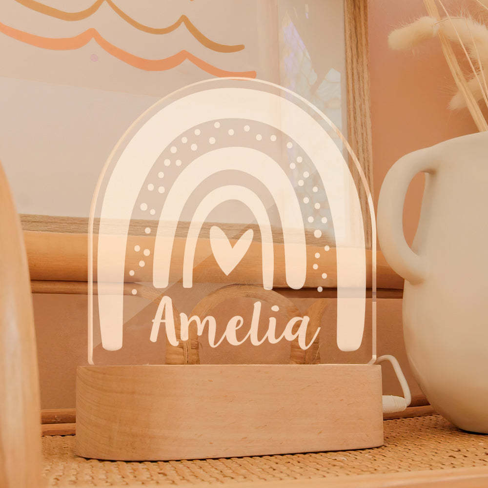 Regalo De Bebé, Luz De Noche De Arcoíris Personalizada Para Niños, Habitación De Guardería, Luz De Noche, Lámpara De Escritorio, Luz De Guardería Personalizada, Lámpara Led Para Dormitorio - milamparaluna