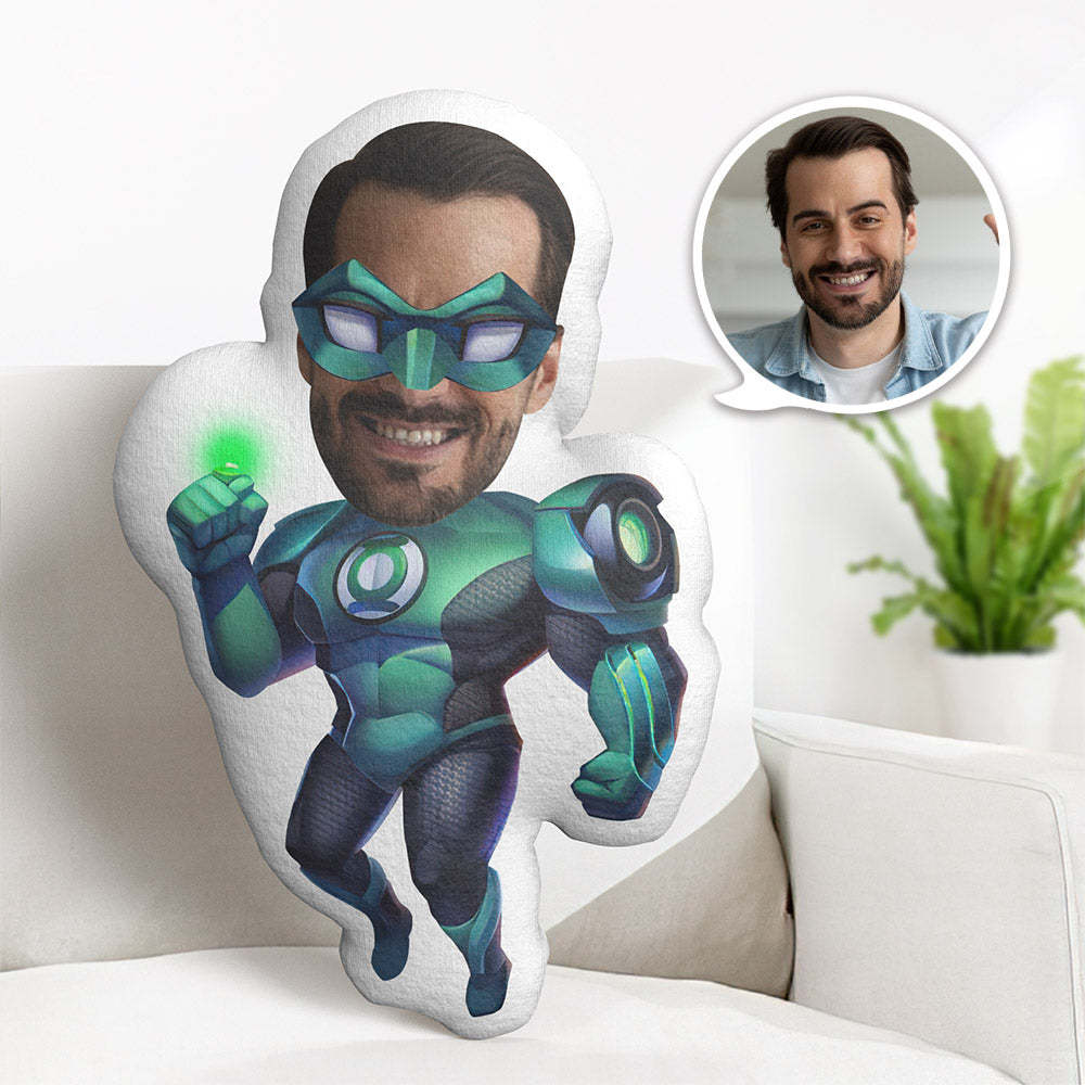 Almohada De Cara Personalizada Almohada De Foto Personalizada Linterna Verde Minime Almohada Regalos Para Él - milamparaluna