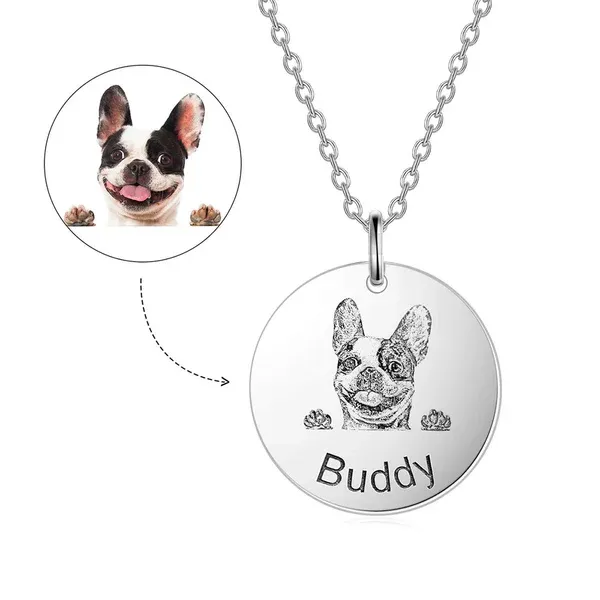Collar Con Foto Y Retrato Grabado En Forma Redonda, Joyería Personalizada Con Retrato Chapada En Oro De 14 Quilates. - mymoonlampes