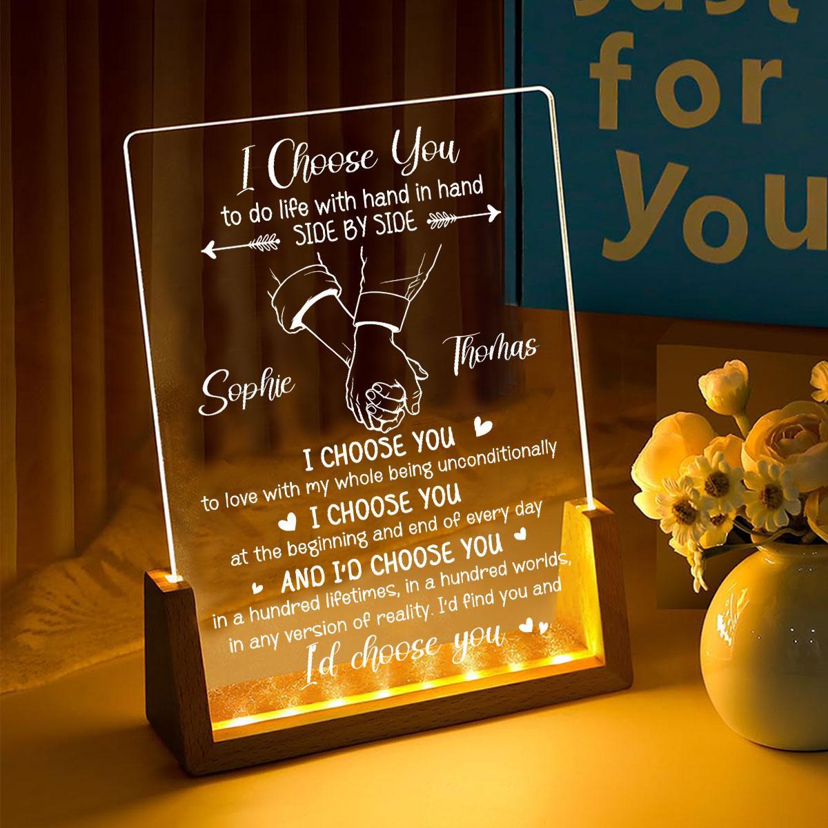 Lámpara De Noche Personalizada "Te Elijo A Ti", Lámpara LED Acrílica Con Foto Personalizada, Regalo Romántico Para Parejas Para Aniversario, Cumpleaños Y San Valentín. - mymoonlampes