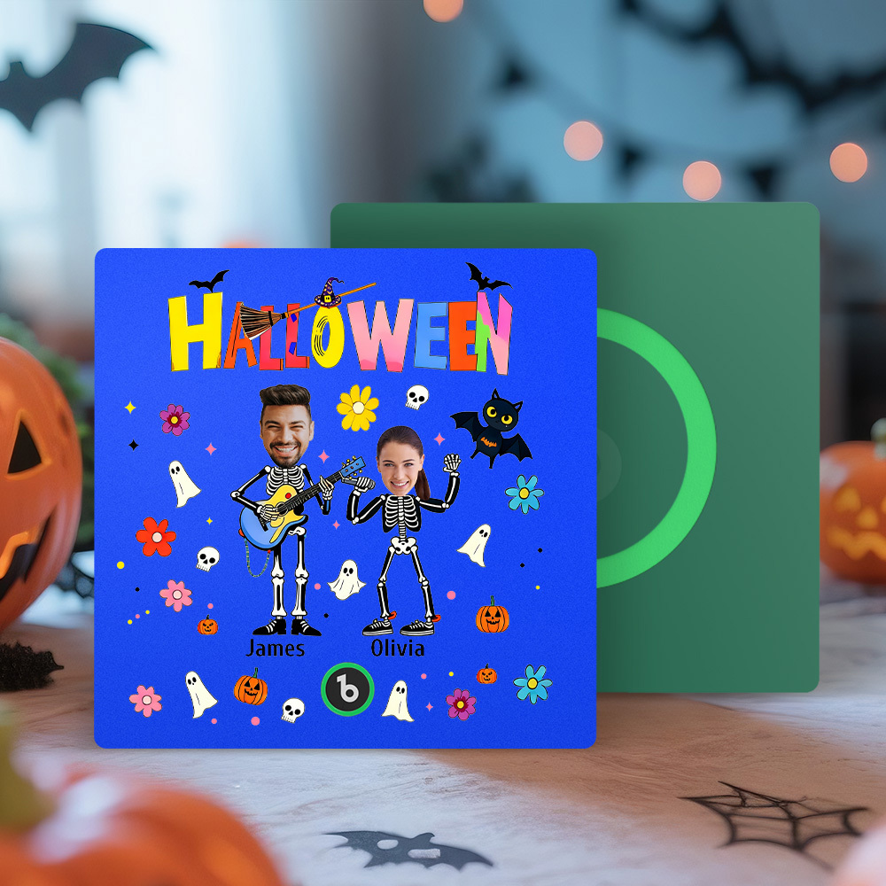 Imán De Nevera De Halloween Con Fotos Y Nombres Personalizados, Imán De Nevera Con Música, Imán De Nevera Con Tu Propia Cara Y Nombre, Regalo Familiar - mymoonlampes
