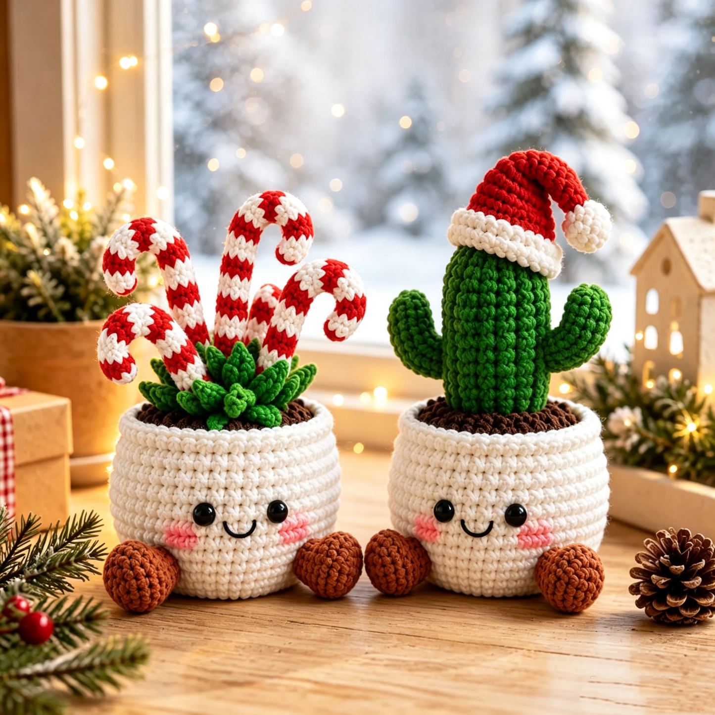 Funda De Ganchillo Para Maceta Navideña: Decoración Navideña Hecha A Mano Para El Hogar Y La Oficina. - mymoonlampes