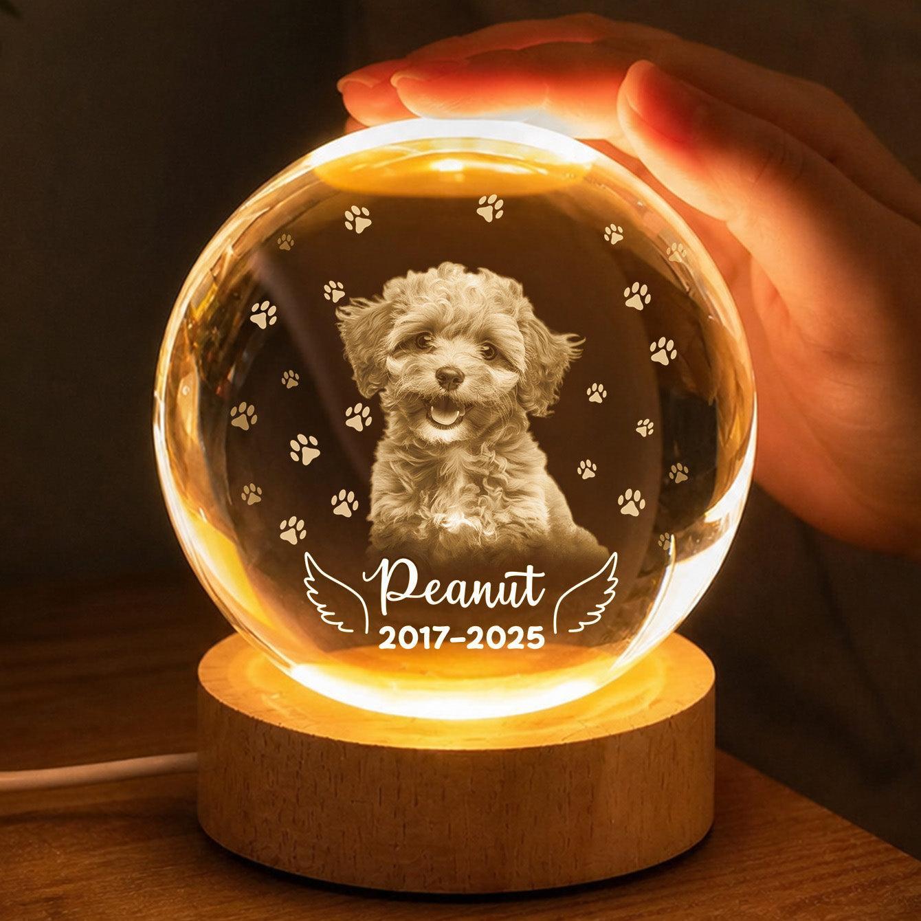 Bola De Cristal LED Personalizada Con Foto De Mascota, Regalo Conmemorativo Personalizado Para Amantes De Perros Y Gatos, Luz Nocturna De Recuerdo Para Quienes Han Perdido A Una Mascota. - mymoonlampes