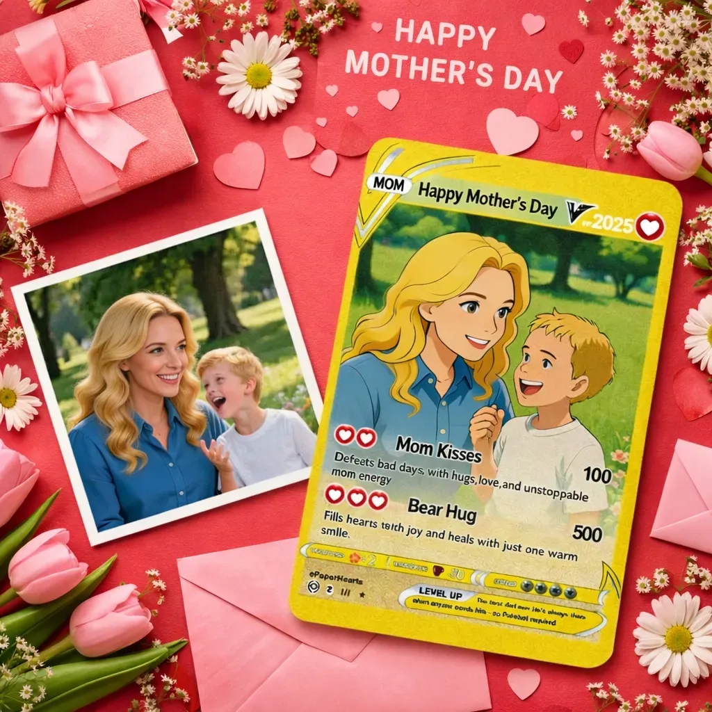 Carta Pokémon personalizada para el Día de la Madre, regalo para mamá, regalo del Día de la Madre, regalo personalizado.