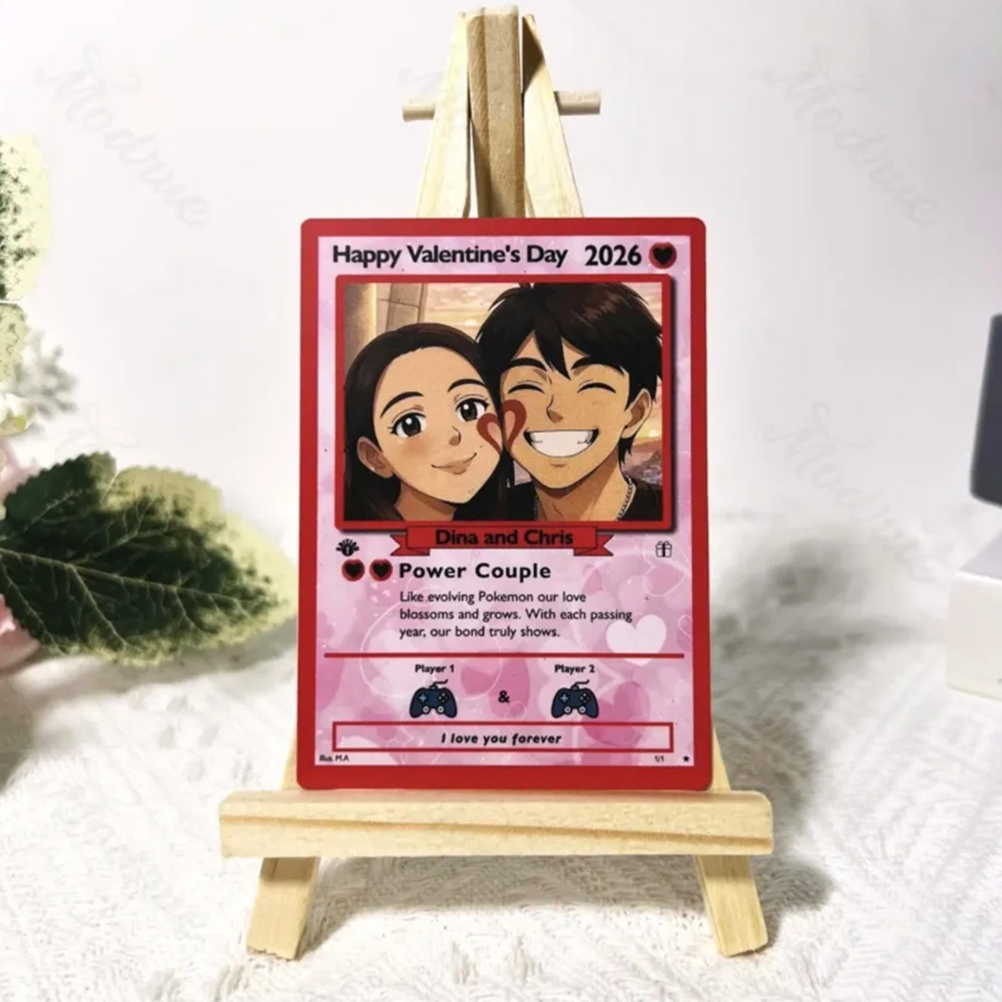 Tarjeta De Pareja Poderosa Personalizada Para San Valentín, Tarjeta De Aniversario Personalizada Con Foto De Pareja Estilo Anime, El Mejor Regalo De San Valentín Para Tu Pareja. - mymoonlampes