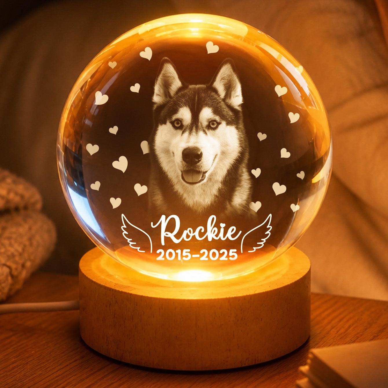 Bola De Cristal LED Personalizada Con Foto De Mascota, Regalo Conmemorativo Personalizado Para Amantes De Perros Y Gatos, Luz Nocturna De Recuerdo Para Quienes Han Perdido A Una Mascota.
