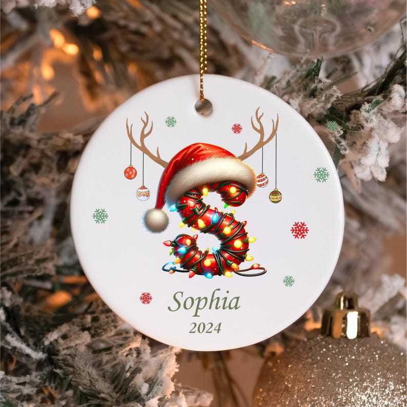 Adorno Personalizado Con Nombre Y Letra: Recuerdo Familiar De Navidad 2025, Sublimación De Nombre Personalizado, Adorno Con Inicial, Decoración Navideña - mymoonlampes