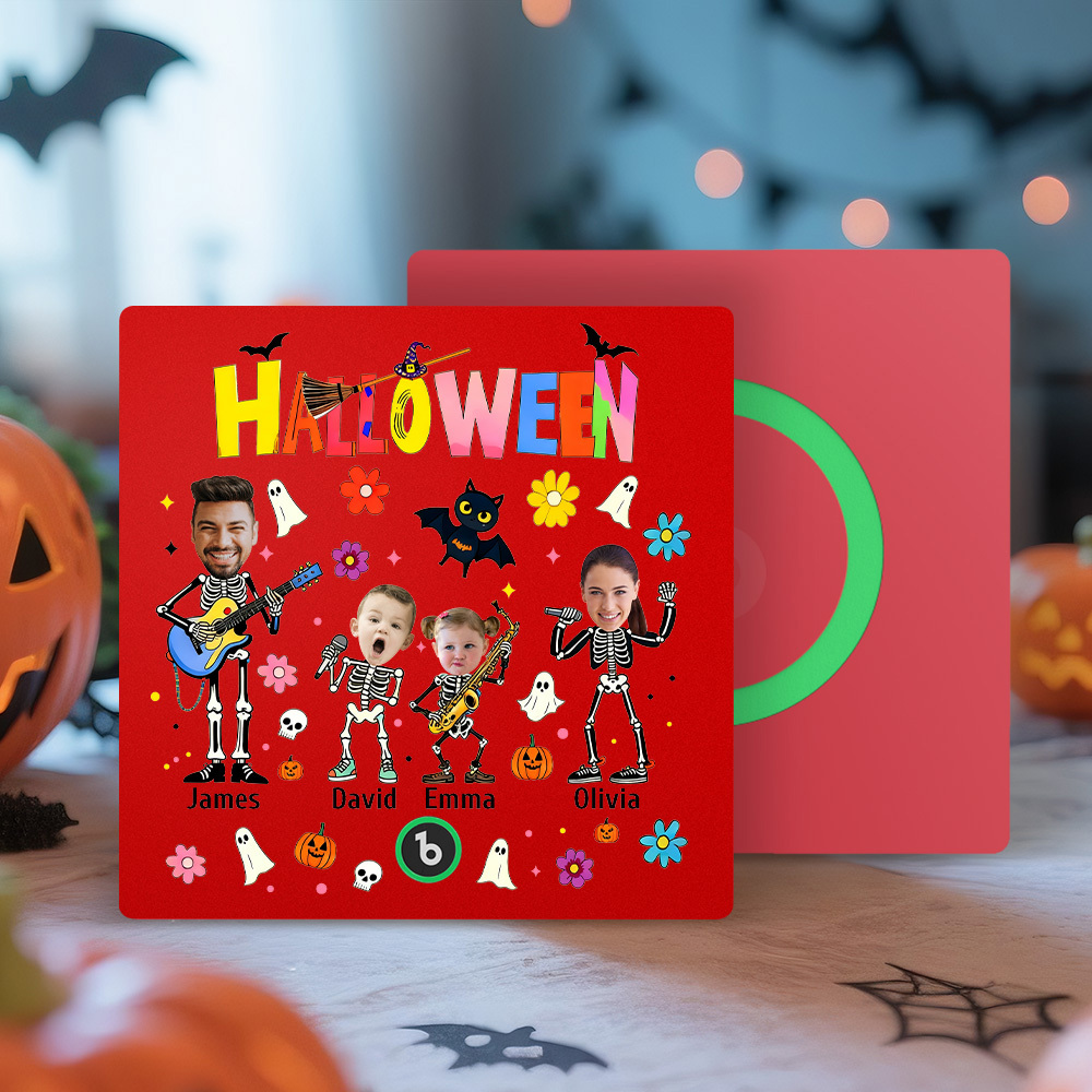 Imán De Nevera De Halloween Con Fotos Y Nombres Personalizados, Imán De Nevera Con Música, Imán De Nevera Con Tu Propia Cara Y Nombre, Regalo Familiar - mymoonlampes