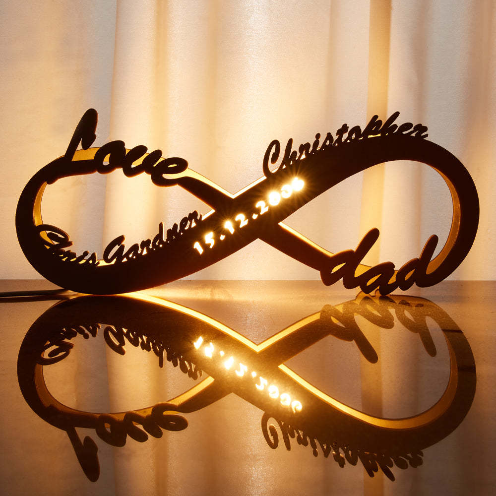 Luz De Noche De Madera Personalizada, Regalo Para El Día De La Madre, Letrero Con Nombre, Lámpara Personalizada, Regalo Infinito Para Mamá - mymoonlampes