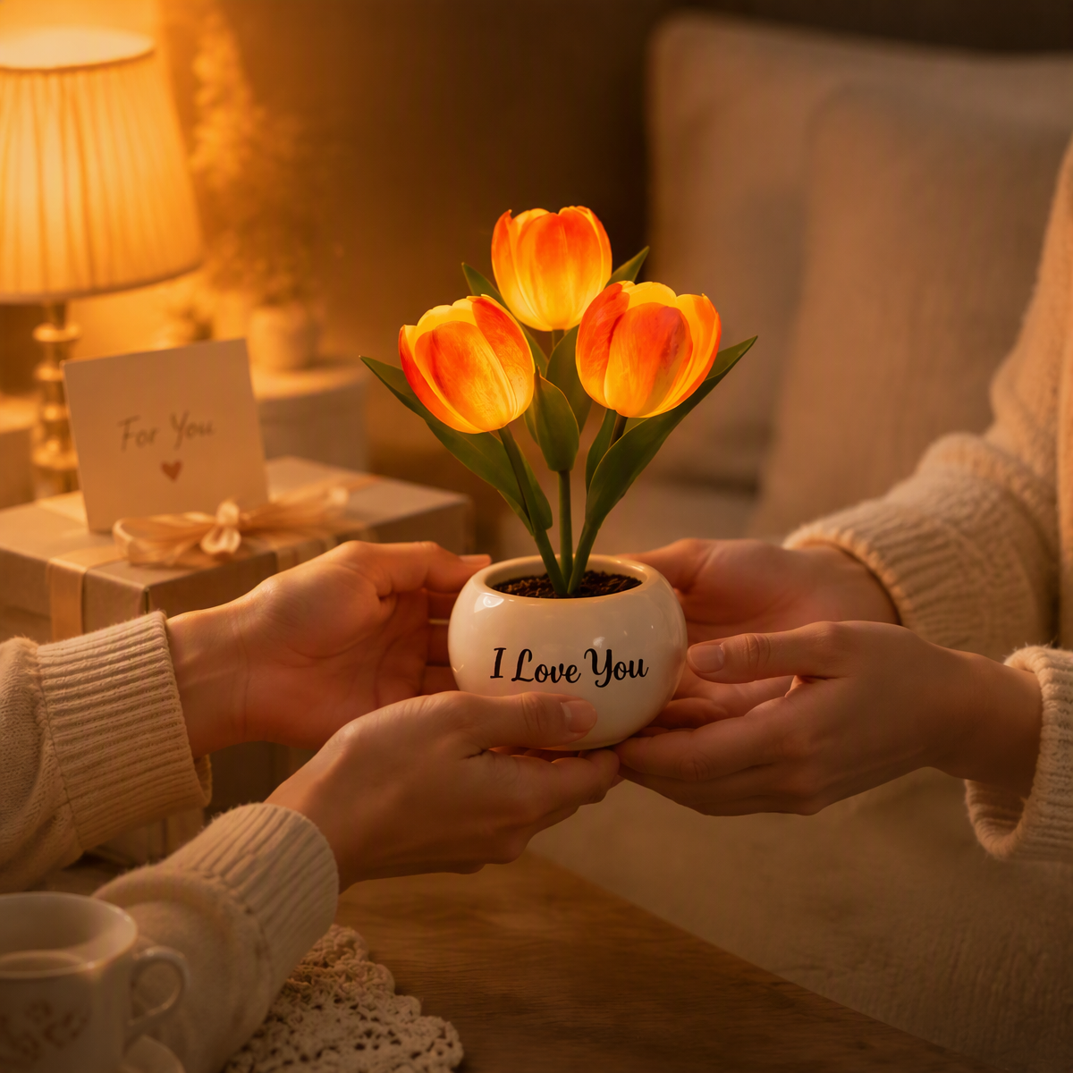 Lámpara De Noche Led Con Forma De Tulipán, Regulable, Enchufable, Romántica, Con Flores Artificiales, Regalo Para El Día De La Madre.