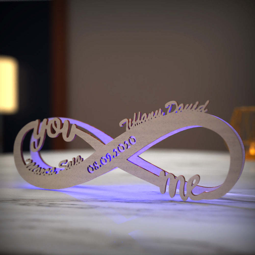 Luz De Noche De Madera Personalizada, Regalo Para El Día De La Madre, Letrero Con Nombre, Lámpara Personalizada, Regalo Infinito Para Mamá - mymoonlampes