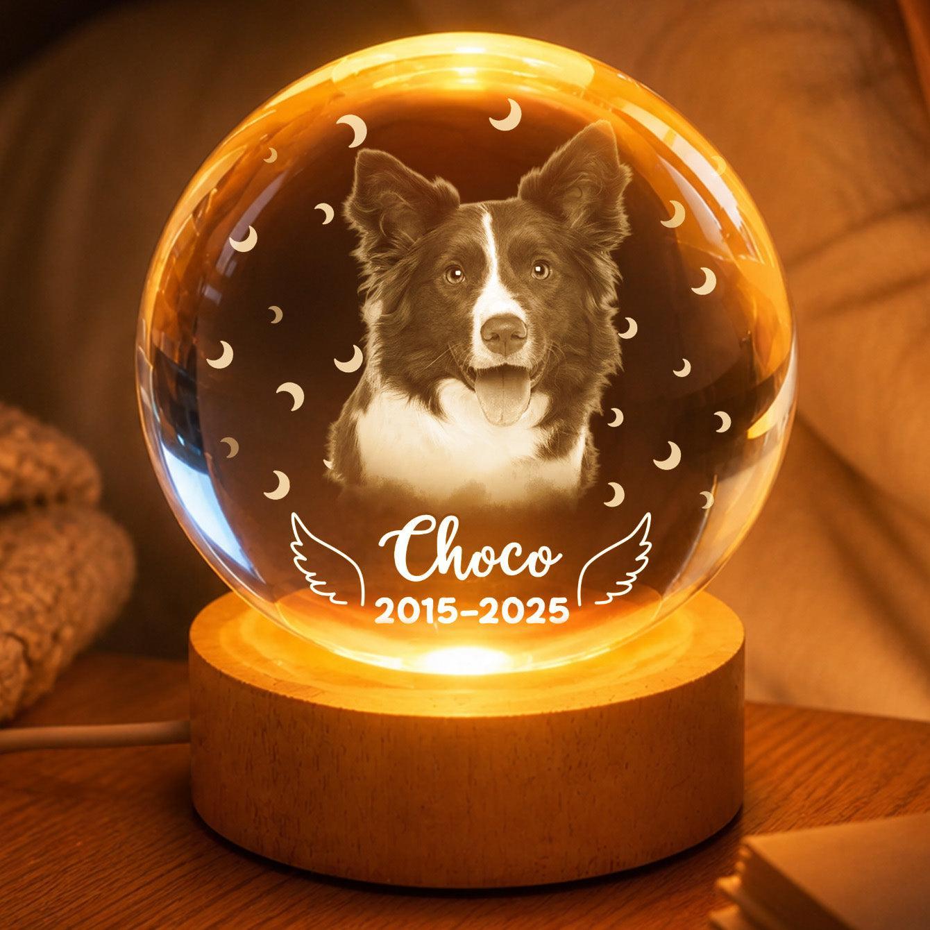 Bola De Cristal LED Personalizada Con Foto De Mascota, Regalo Conmemorativo Personalizado Para Amantes De Perros Y Gatos, Luz Nocturna De Recuerdo Para Quienes Han Perdido A Una Mascota. - mymoonlampes