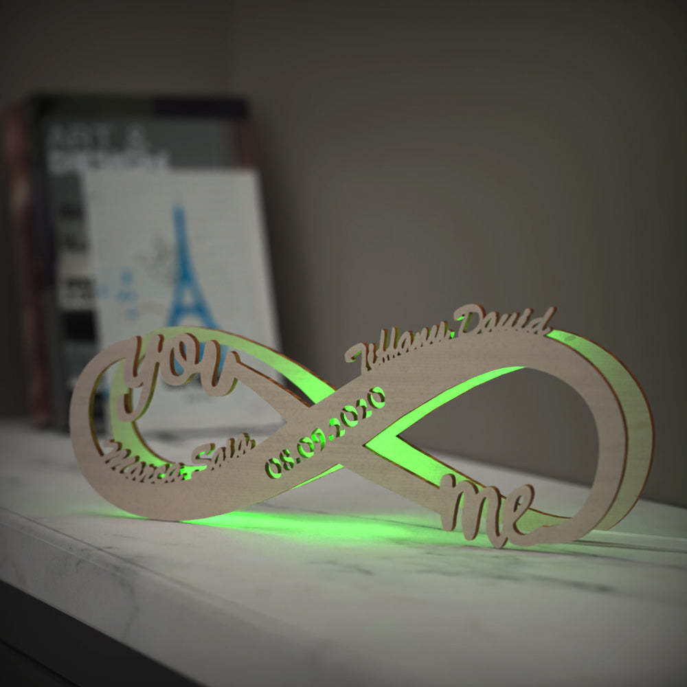 Luz De Noche De Madera Personalizada, Regalo Para El Día De La Madre, Letrero Con Nombre, Lámpara Personalizada, Regalo Infinito Para Mamá - mymoonlampes