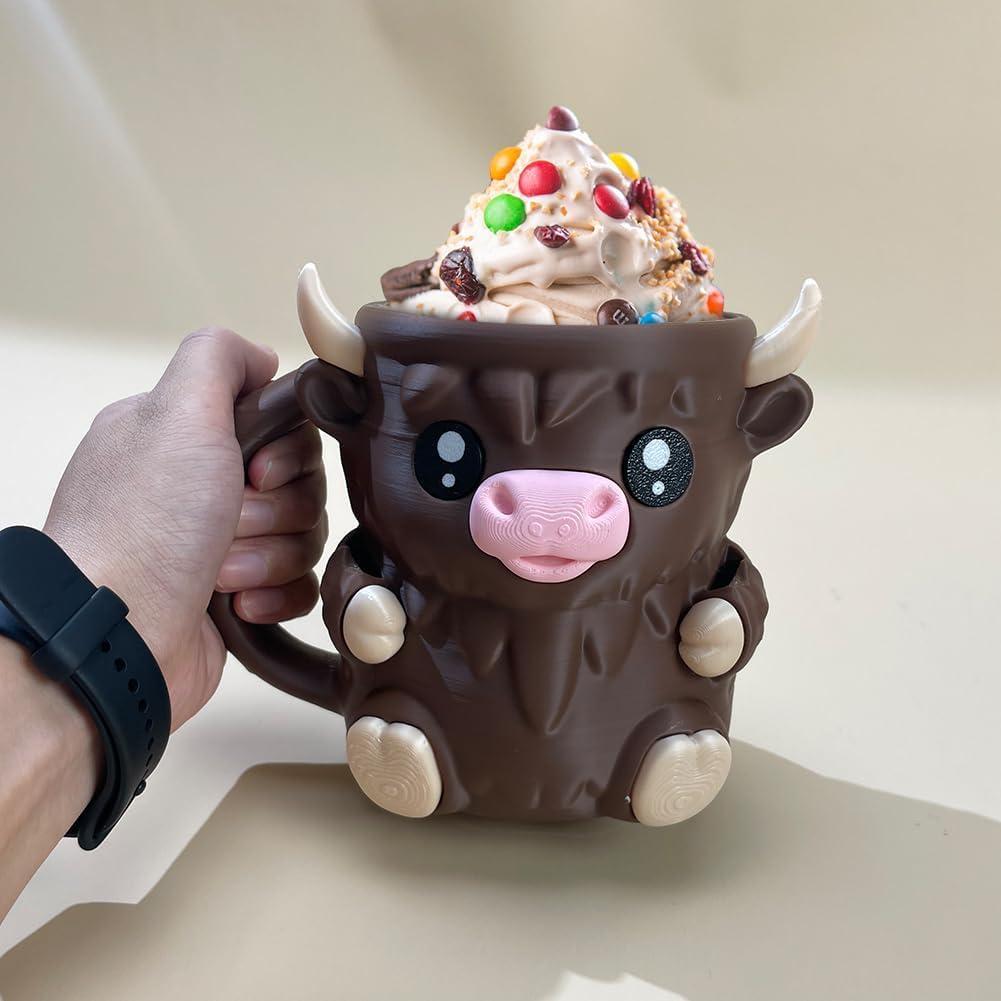 Regalos De Navidad: Lindo Portavasos De Helado Estilo Vaca Con Asa Y Cuchara. Funda Reutilizable Anticongelante Para Helados, Bebidas Y Postres. Divertidos Regalos De Vaca Para Amantes Del Helado. - mymoonlampes
