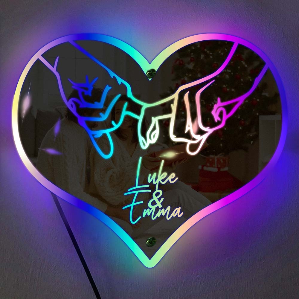 Lámpara De Espejo Con Forma De Corazón Y Nombre Personalizado, Decoración Led Con Promesa De Meñique, Regalo Romántico De Navidad - mymoonlampes