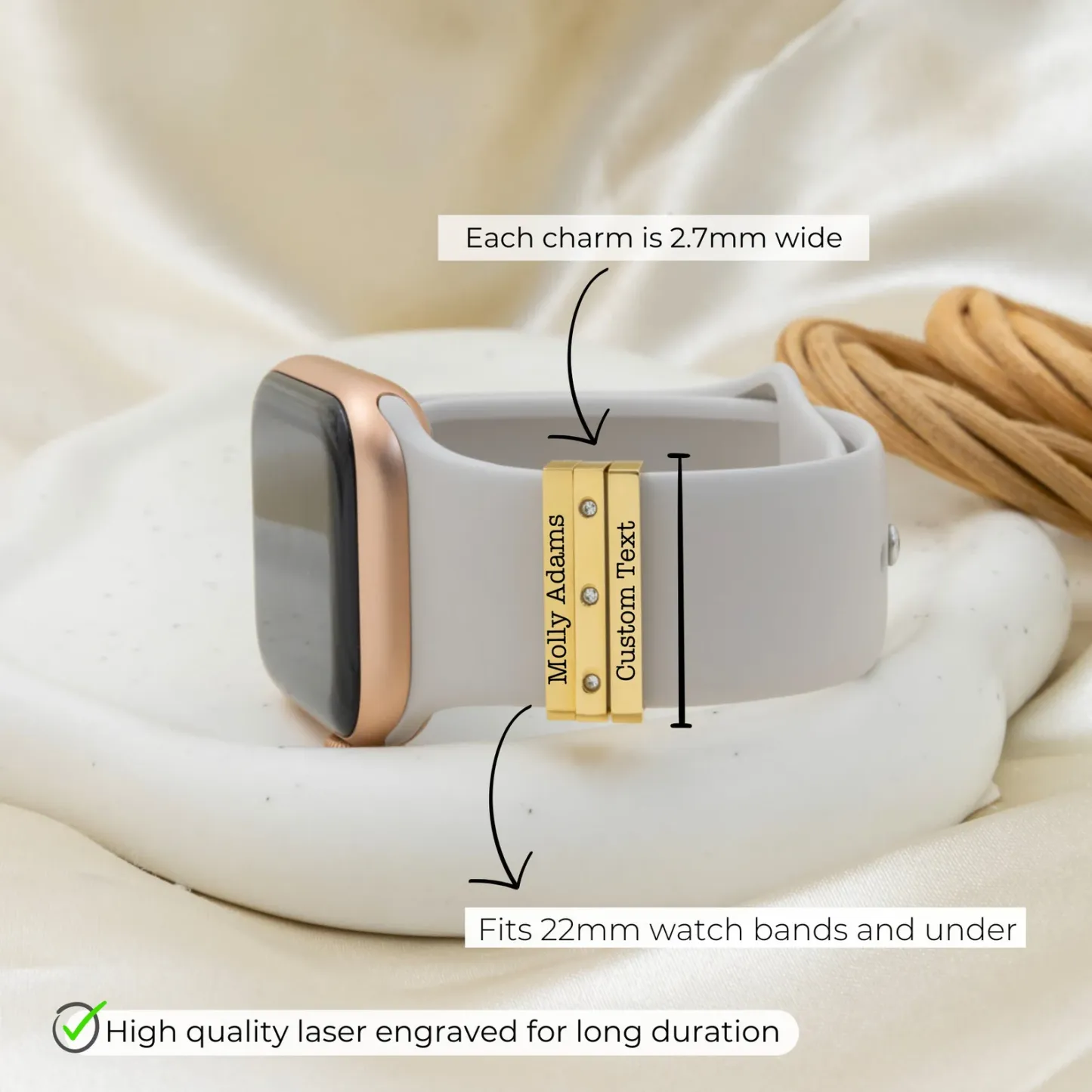 Charm Personalizado Con Nombre Para Correa De Reloj, Regalo Personalizado Para Ella, Accesorios Con Charms Para Apple Watch, Regalo Para Novia, Regalo De Navidad, Día De La Madre - mymoonlampes