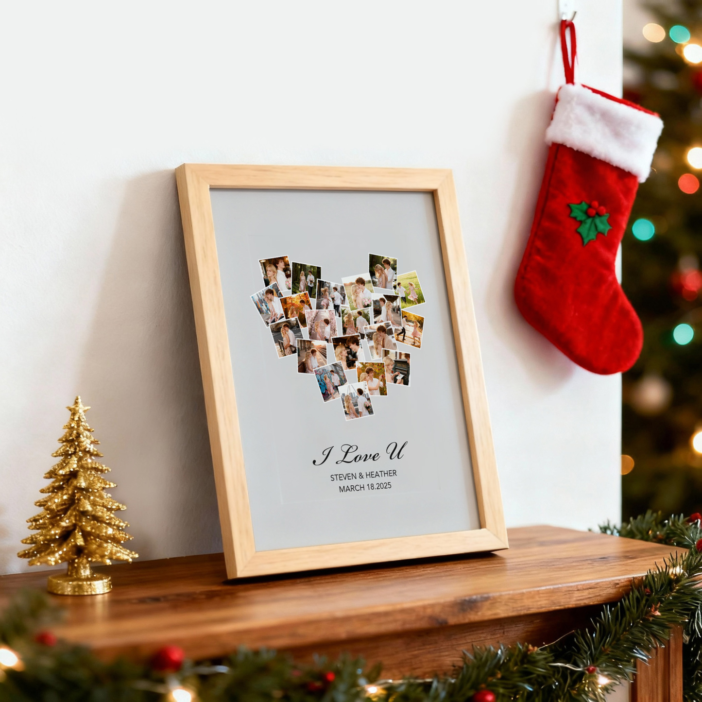 Marco De Fotos Personalizado Para Regalo De Navidad, Regalo De San Valentín, Marco Personalizado Con 20 Fotos Y Nombres, Regalo De Aniversario. - mymoonlampes